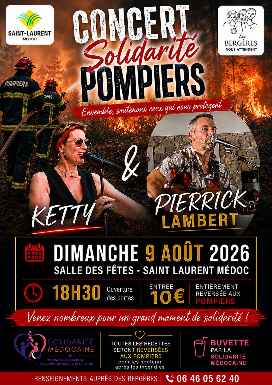 Concert solidarité pompiers à Saint-Laurent 6 Rue du Gén de Gaulle Saint-Laurent-Médoc 2026-08-09