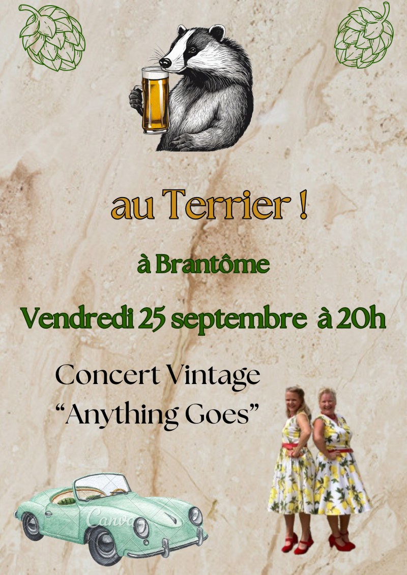Concert VINTAGE Bar Le Terrier Brantôme en Périgord
