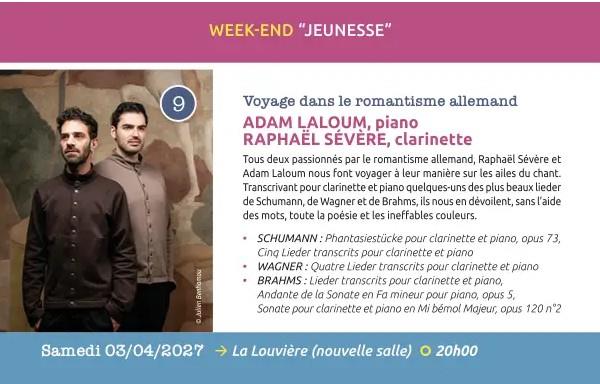 Concerts classiques Epinal Adam Laloum piano et Raphaël Sévère clarinette 2 Rue de la Louvière Épinal 2027-04-03