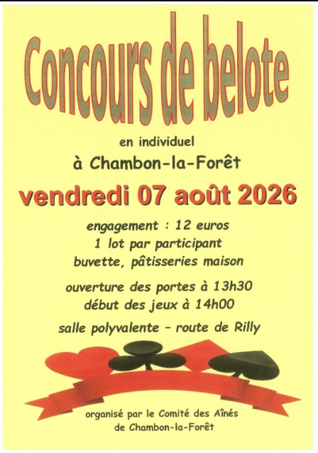 Concours de belote Chambon-la-Forêt