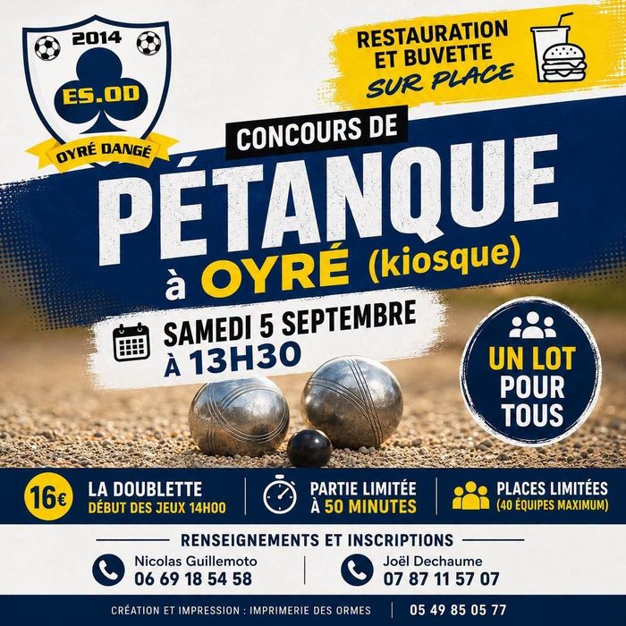 Concours de Pétanque à OYRÉ Route de Saint-Ustre Oyré
