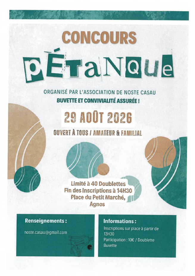 Concours de pétanque Rue du château Agnos