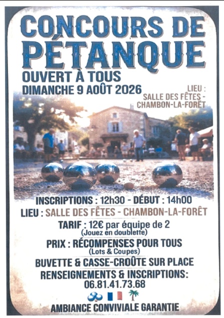 Concours de pétanque Chambon-la-Forêt