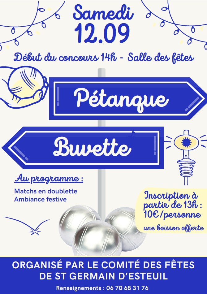 Concours de pétanque et Soirée moules-frites Saint-Germain-d’Esteuil