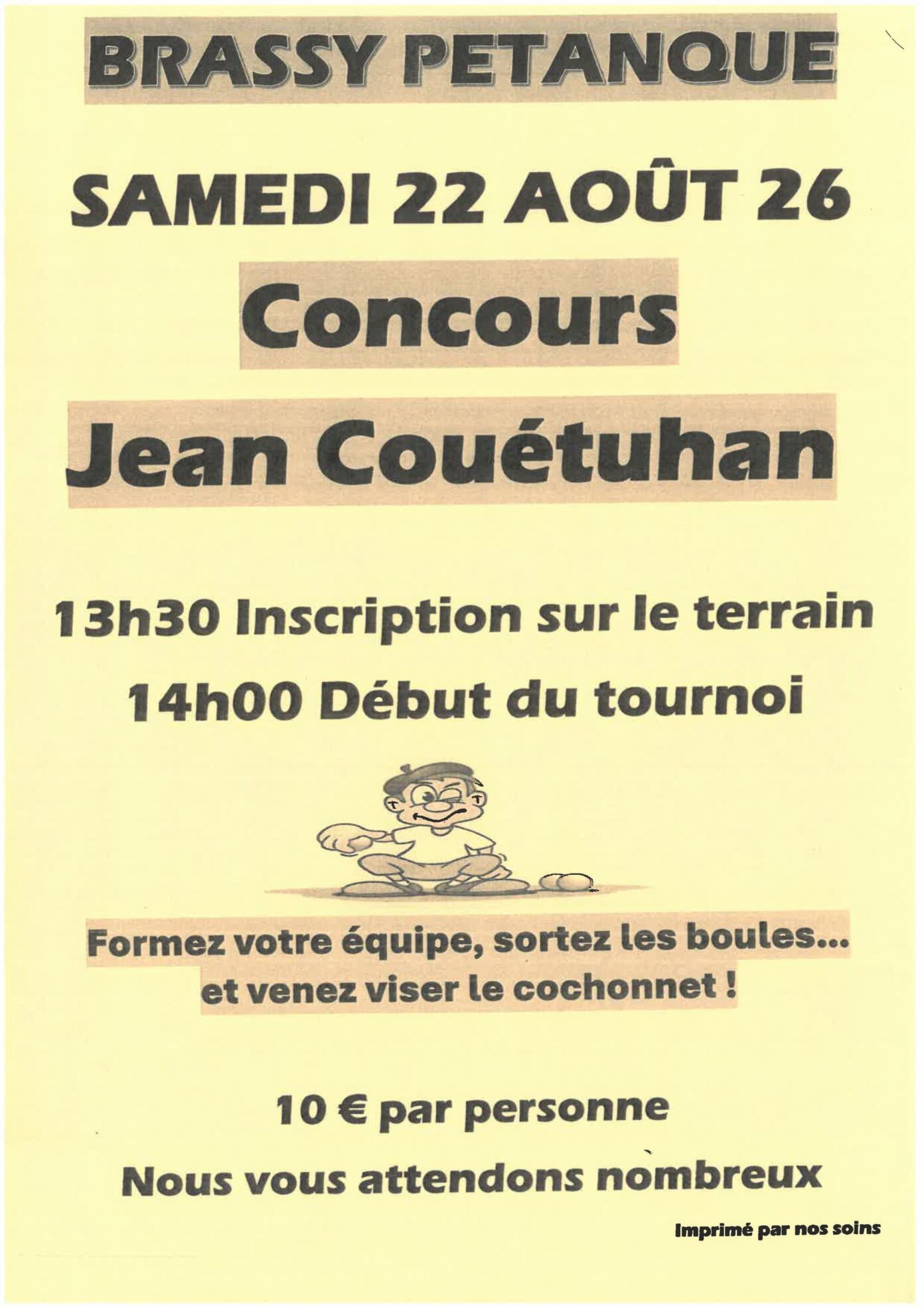 Concours de pétanque Jean Couëtuhan Terrain de pétanque Brassy