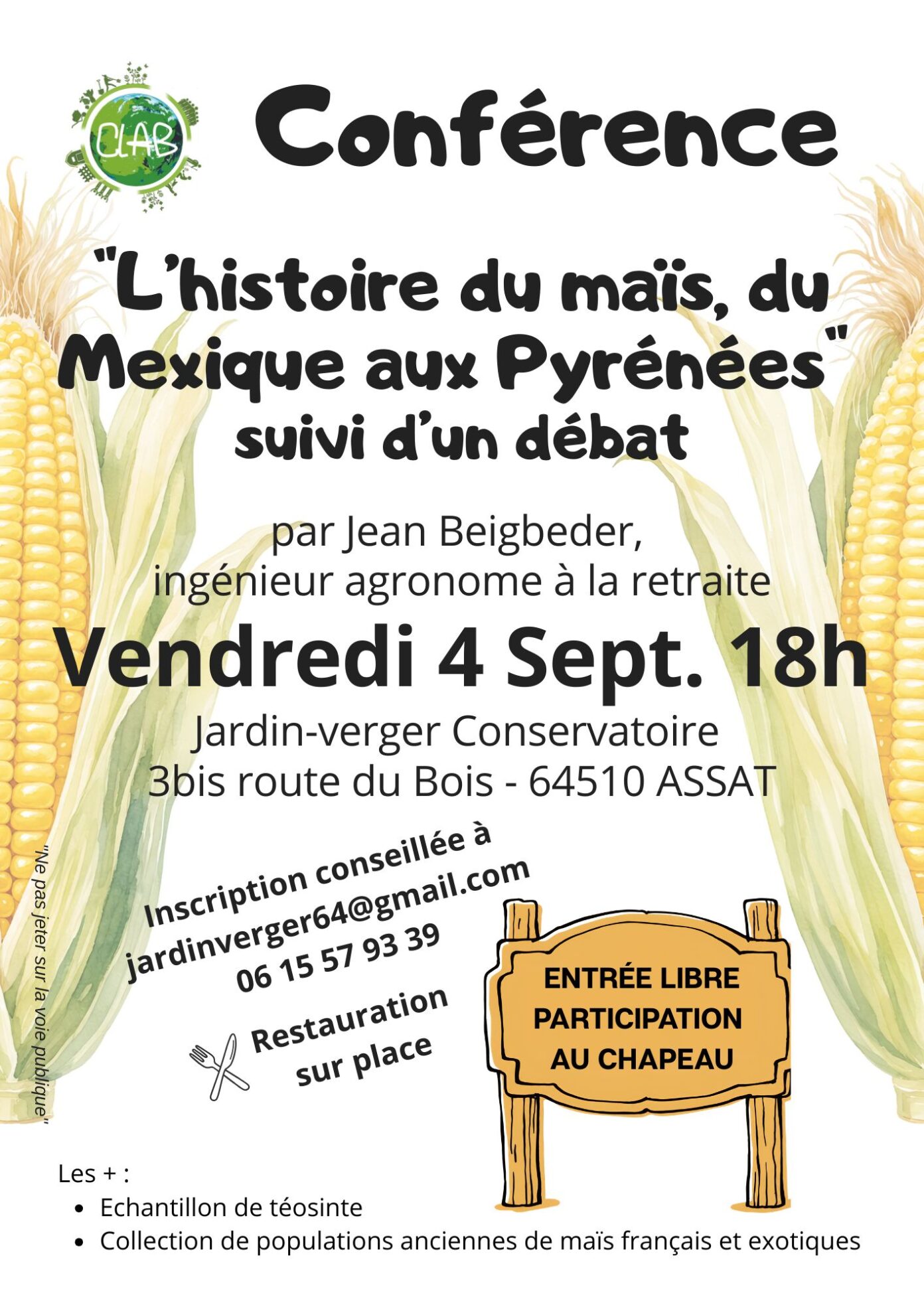 Conférence L’histoire du maïs, du Mexique aux Pyrénées Jardin-verger Conservatoire Assat