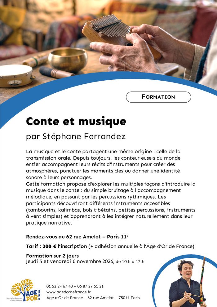 Conte & Musique Stage de deux jours, Âge d’Or de France, Paris