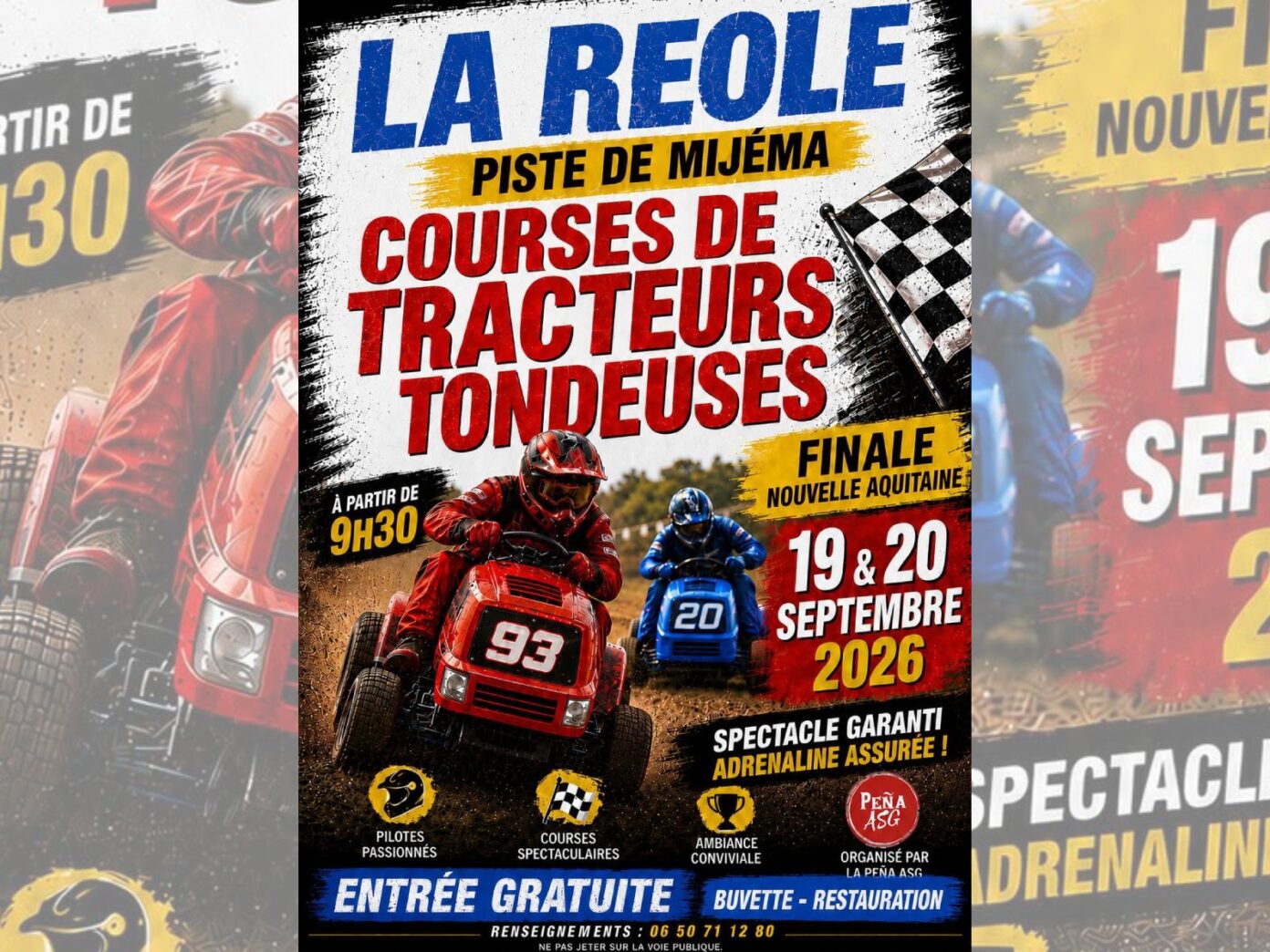 Courses de tracteurs tondeuses Plaine de Mijéma La Réole