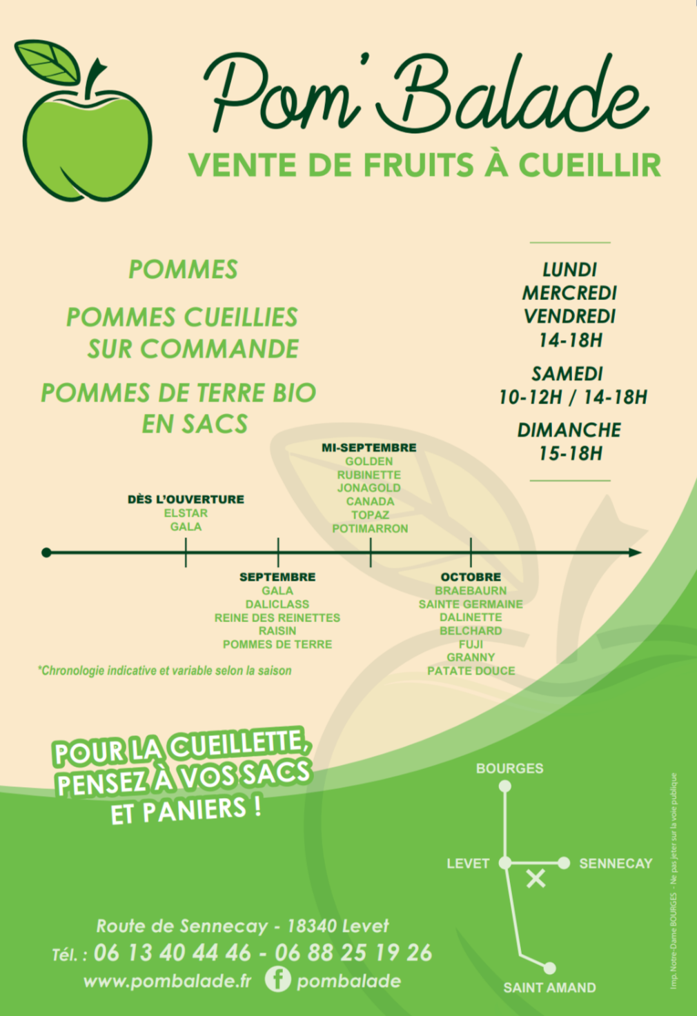 Cueillette de fruits et légumes chez Pom’Balade Levet