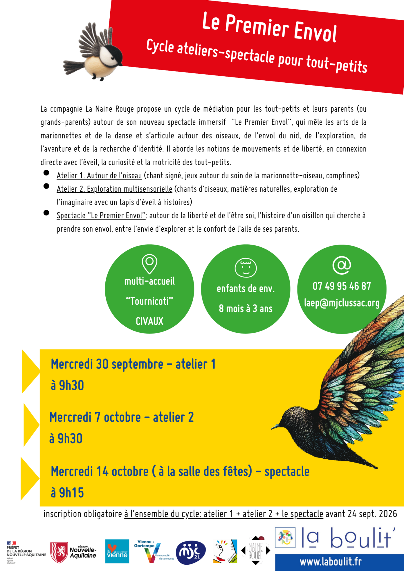 Cycle d’ateliers de médiation Le Premier Envol Multi-accueil Tournicoti Civaux