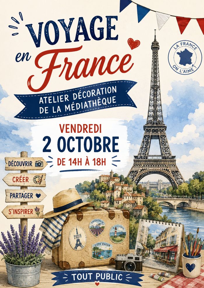 Décore la médiathèque pour un voyage en France, Médiathèque de Dompaire, Dompaire
