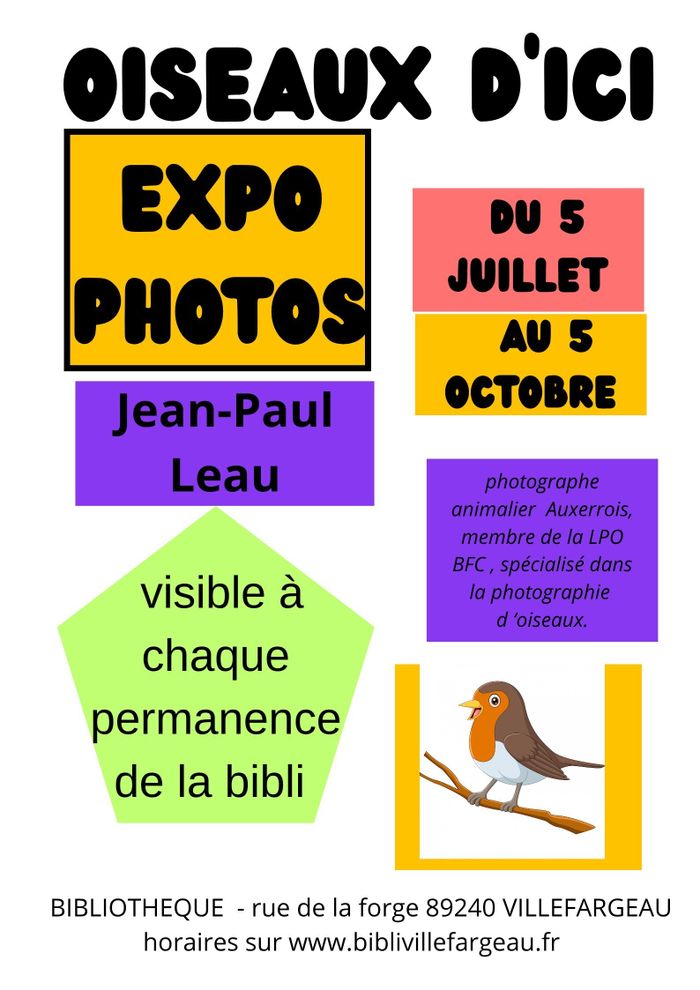Découverte de PHOTOS D’OISEAUX D’ICI – Jean Paul LEAU, Bibliotheque municipale de Villefargeau, Villefargeau