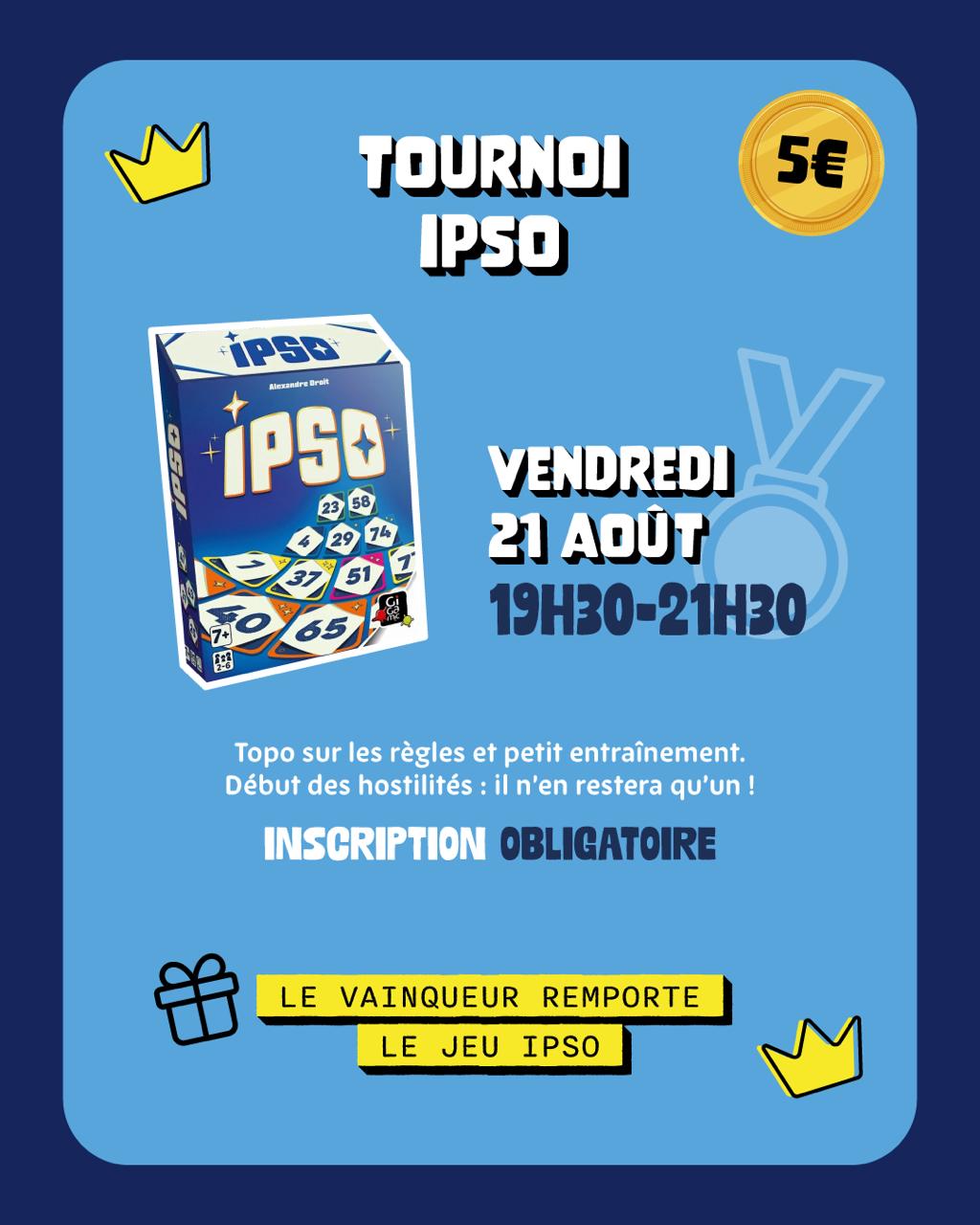 Découverte et Tournoi du jeu ipso Bar à jeux les tuiles Soustons