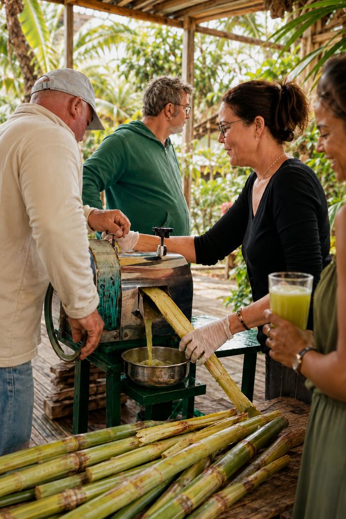Démonstration extraction et dégustation jus de canne, Centre de ressources Pierre Macquart, Saint-Pierre