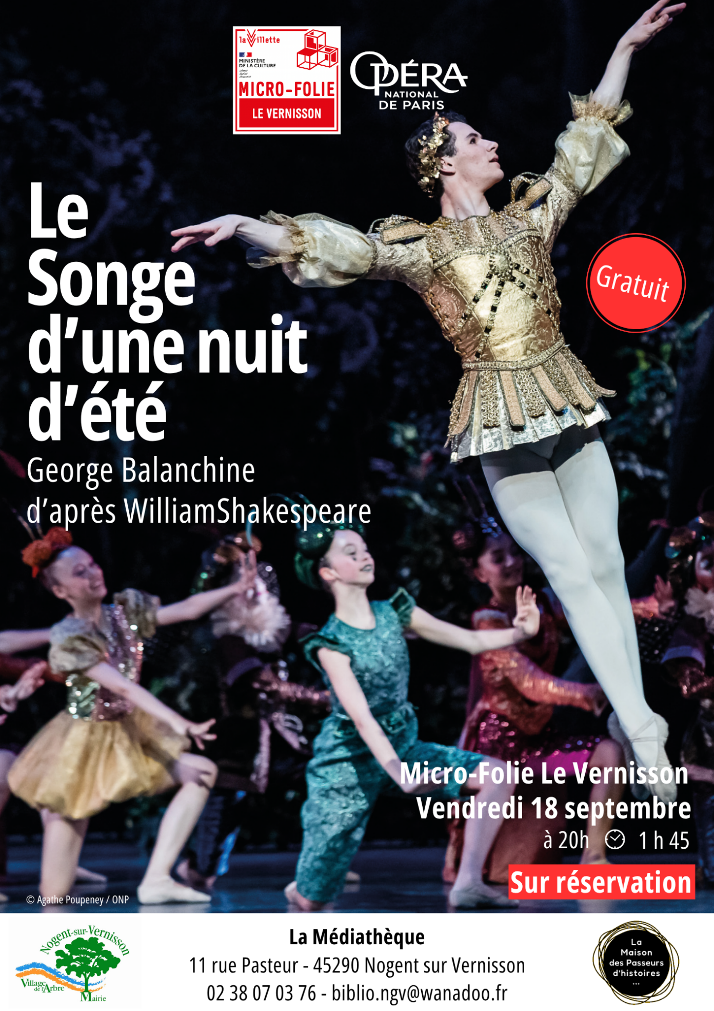 Diffusion du ballet Songe d&rsquo;une nuit d&rsquo;été  Nogent-sur-Vernisson
