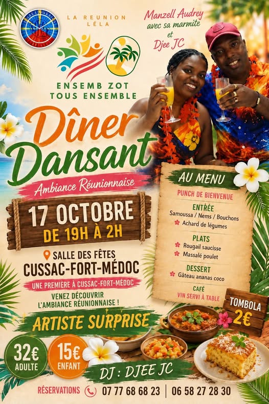 Dîner dansant ambiance Réunionnaise  Cussac-Fort-Médoc
