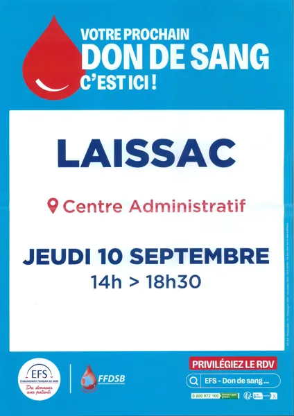 Don du sang à Laissac Laissac-Sévérac l’Église