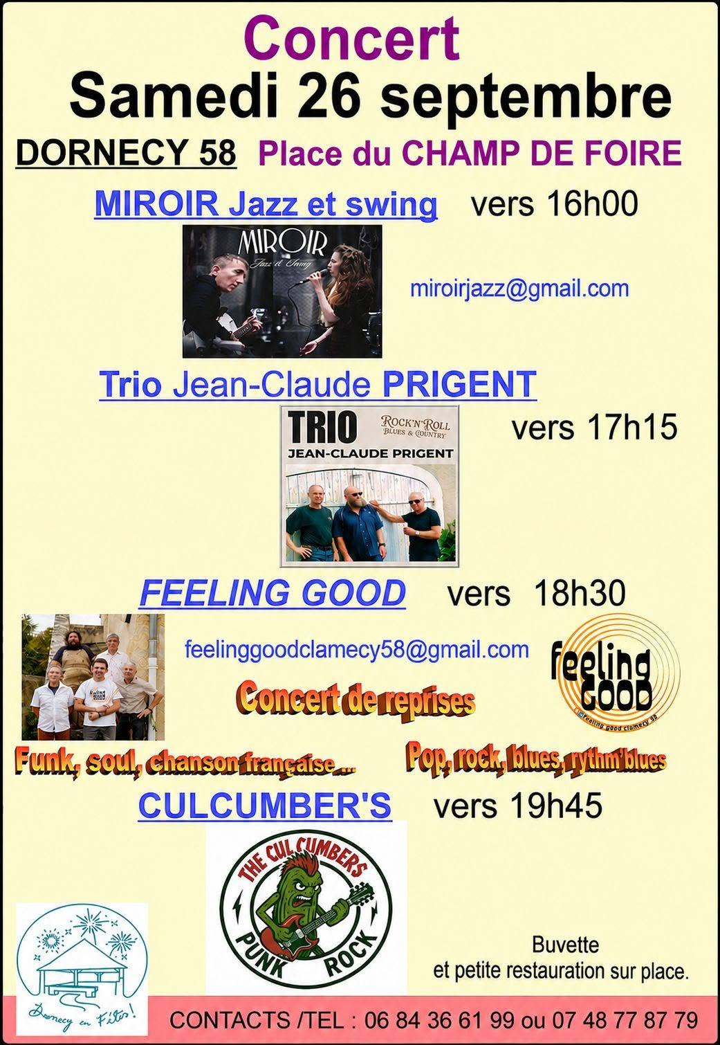 Dornecy en fête 4 Groupes 4 Concerts ! Place du Champ de foire Dornecy