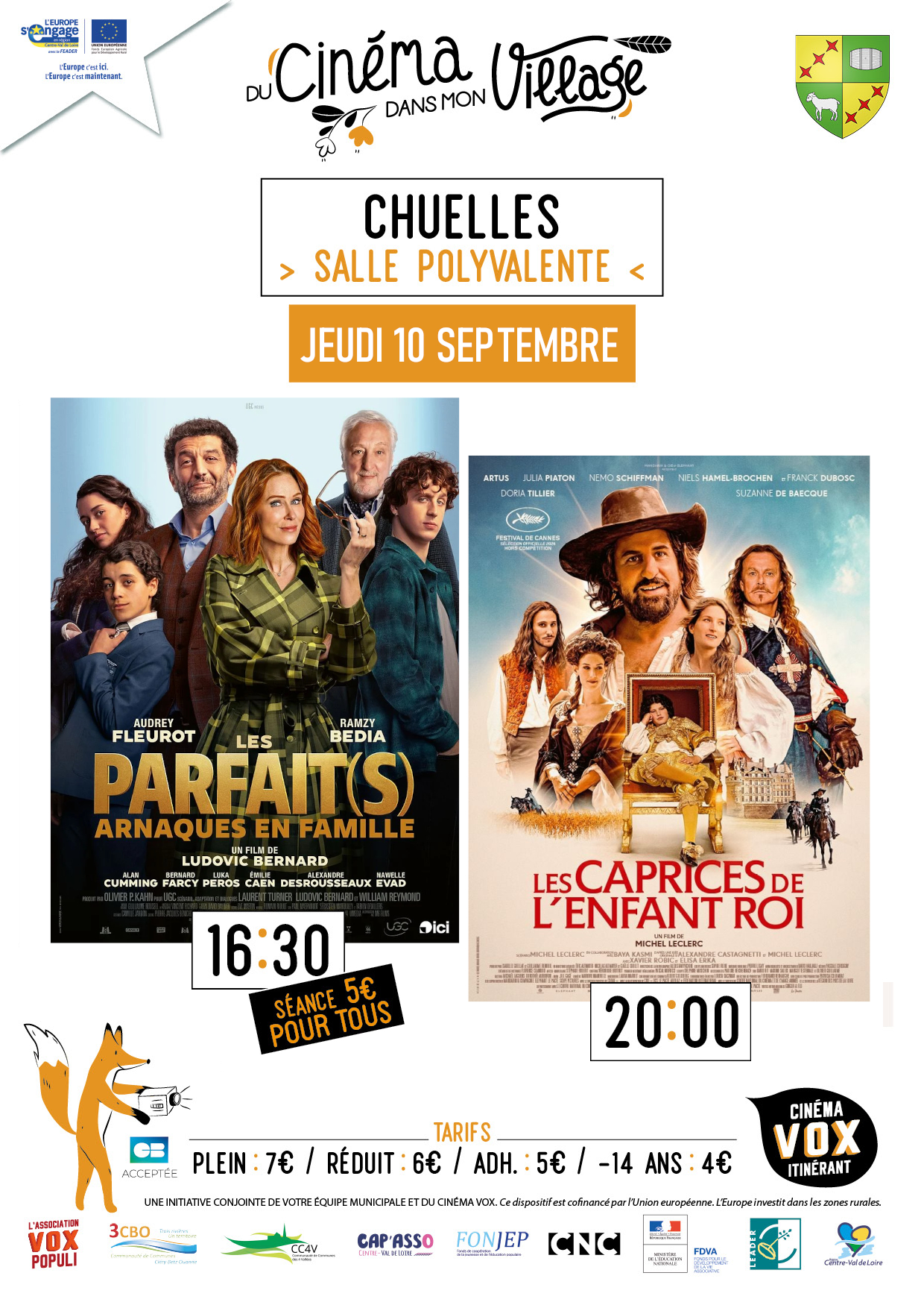 Du cinéma dans mon village Les Parfait(s) Arnaques en famille & Les caprices de l'enfant roi 10 Rue des Écoles Chuelles 2026-09-10