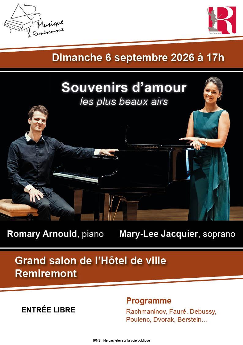 Duo piano-voix Souvenirs d’amour, les plus beaux airs Grand salon de l’hôtel de ville Remiremont