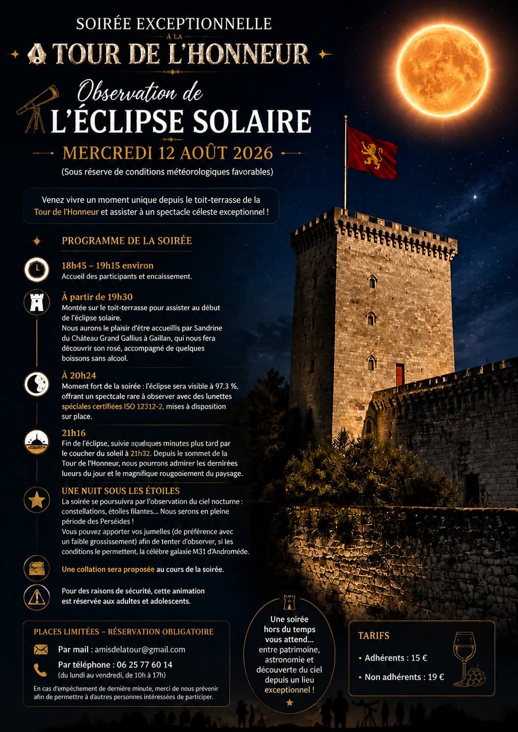 Eclipse à la Tour de l’Honneur Tour de l’Honneur Lesparre-Médoc