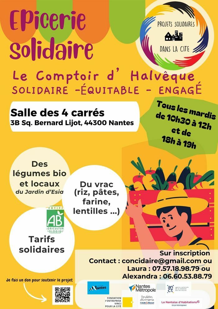 Epicerie solidaire « Le Comptoir d&rsquo;Halvêque » salle des 4 carrés Nantes