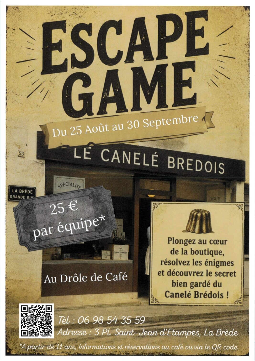 Escape Game Le canelé brédois Drôle de Café La Brède