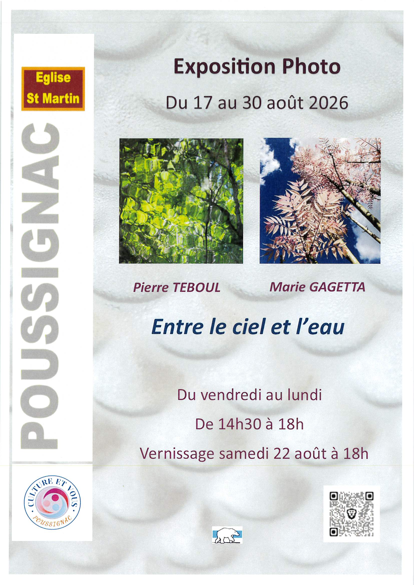 Expo photo Entre le ciel et l'eau Église Saint-Martin Poussignac 2026-08-17