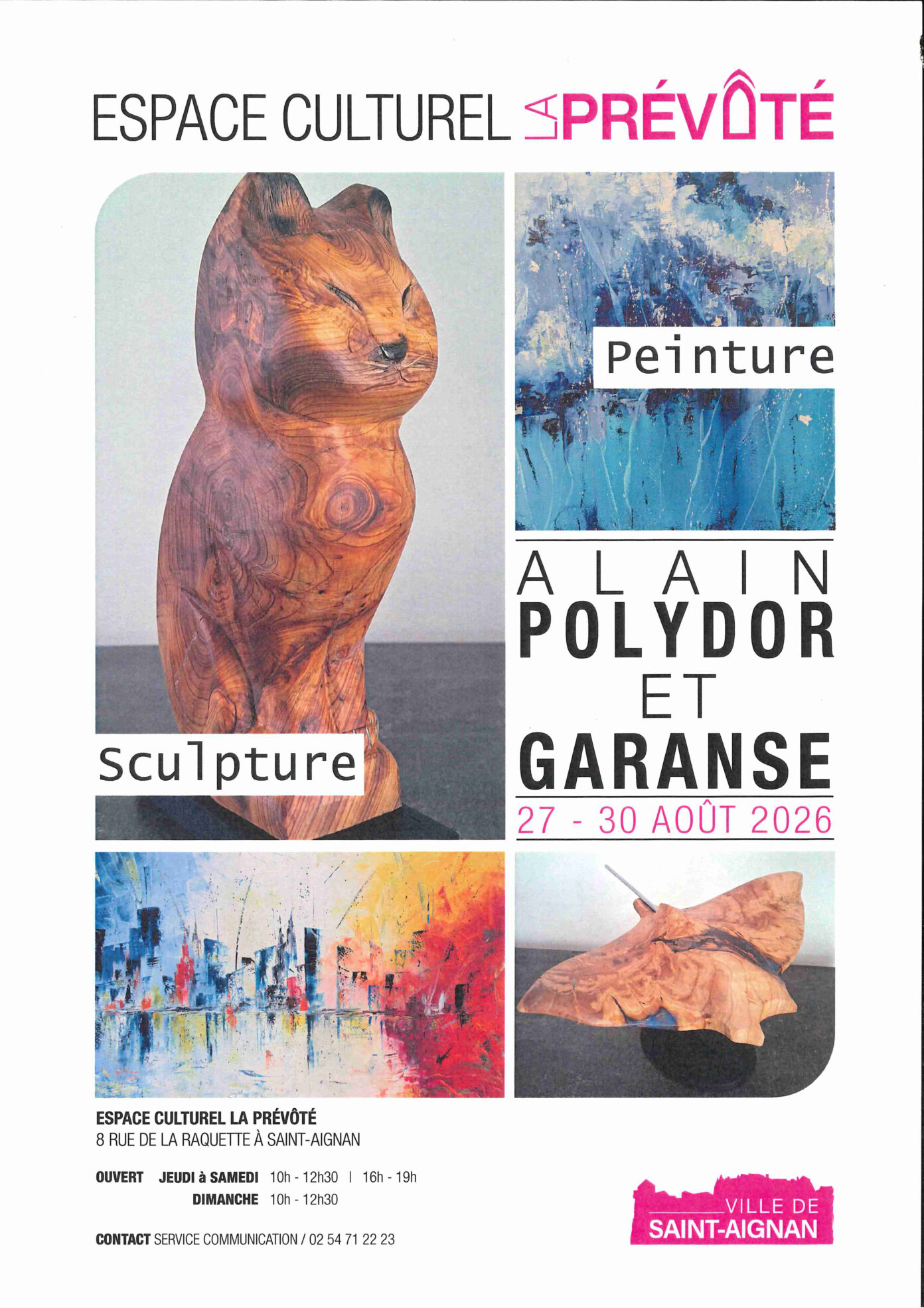 Exposition de garanse, peintre et polydor alain, sculpteur  Saint-Aignan