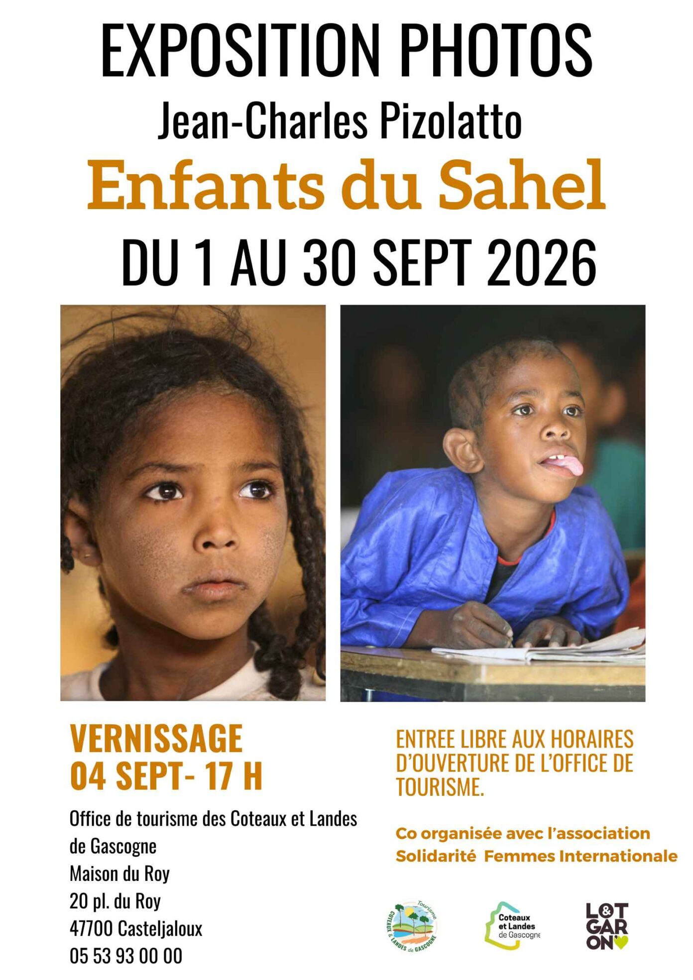 Exposition de photographies Enfants du Sahel Maison du Roy Casteljaloux