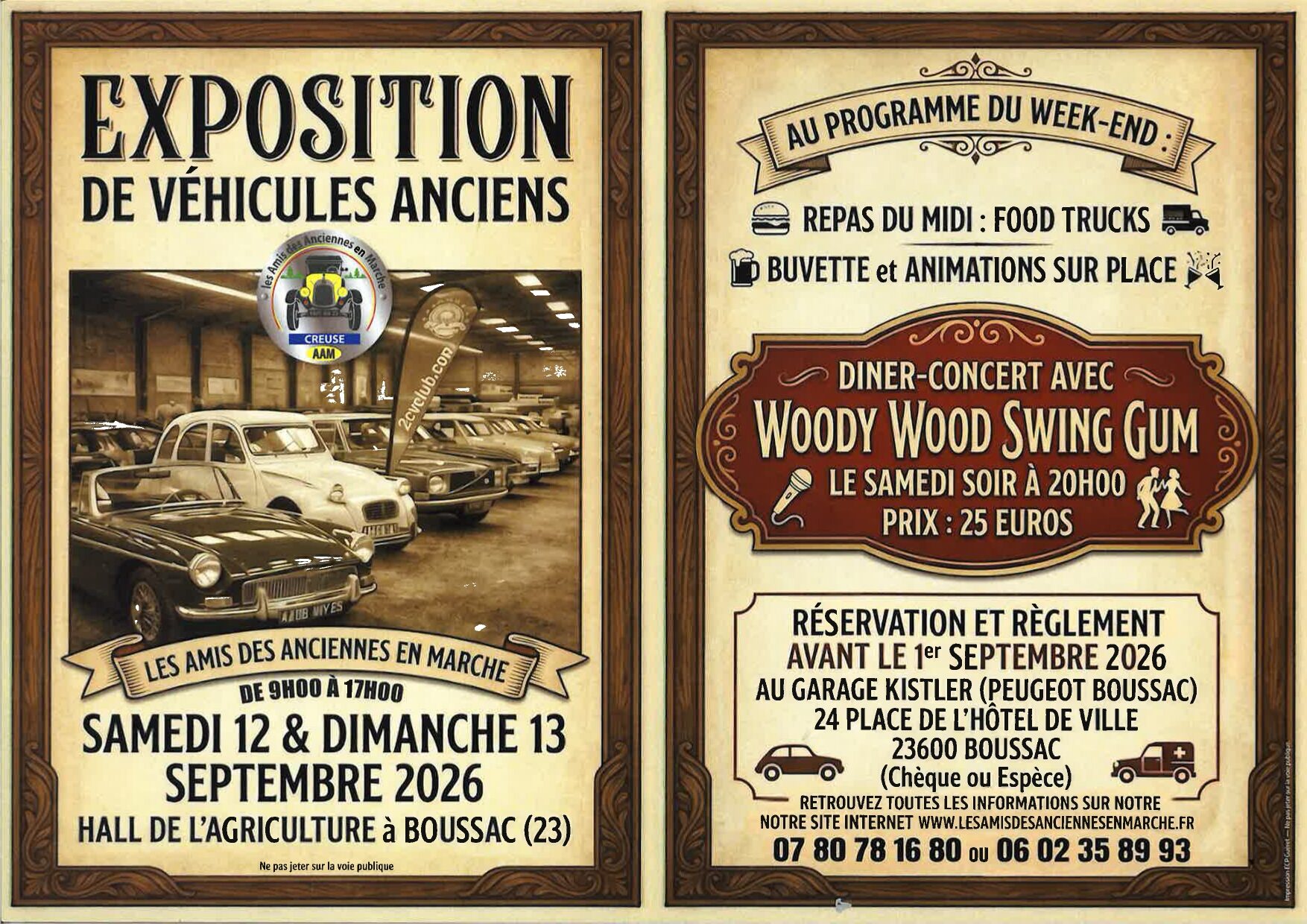 Exposition de véhicules anciens Hall de l'agriculture Boussac 2026-09-12