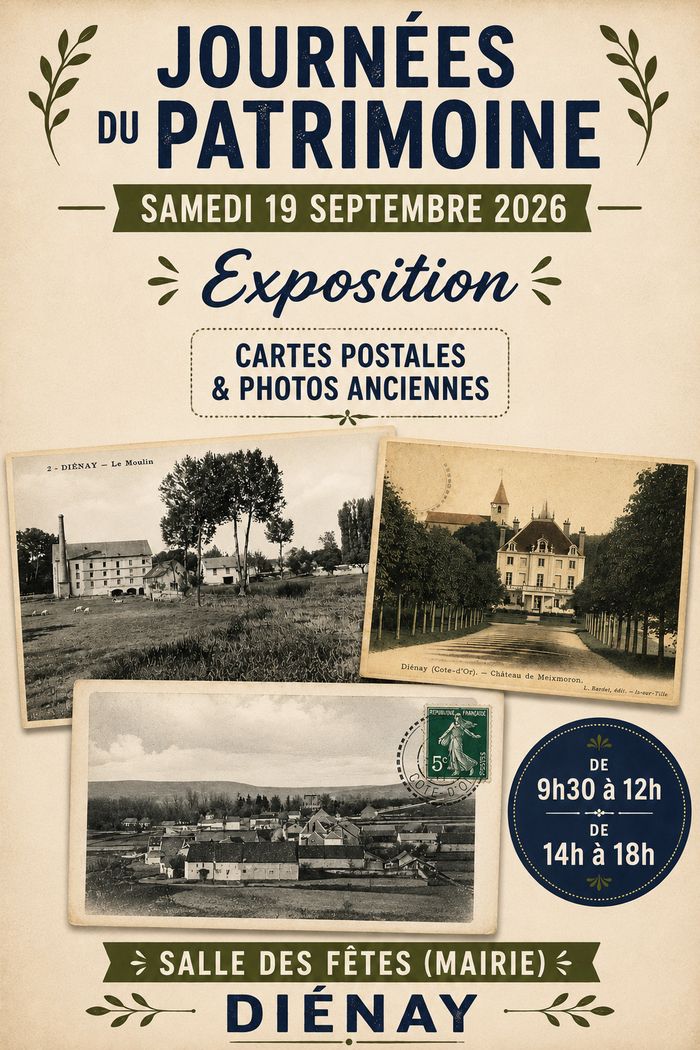 Exposition des Cartes Postales anciennes de Diénay, Salle des Fêtes de Diénay, 1 rue Charles de Meixmoron, 21120 Diénay, Diénay