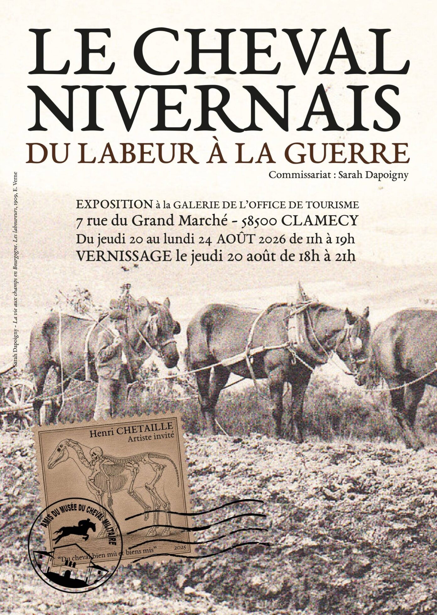 Exposition photos, peintures et cartes postales Le Cheval Nivernais, du labeur à la guerre Galerie de l’Office de Tourisme Clamecy