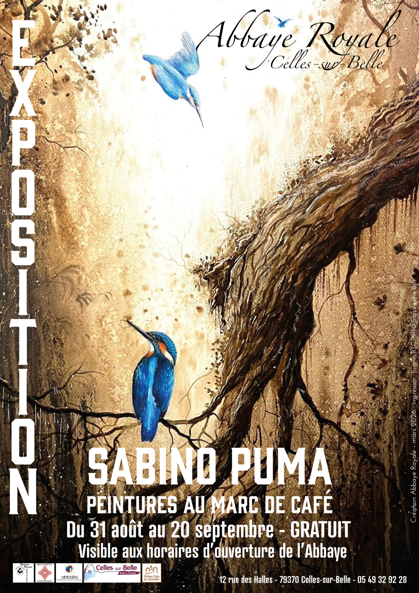 Exposition Sabino Puma, peinture au marc de café Celles-sur-Belle