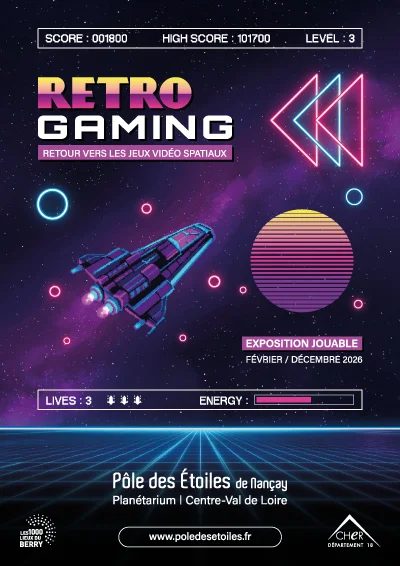 Exposition temporaire Rétrogaming retour vers les jeux-vidéo spatiaux Nançay