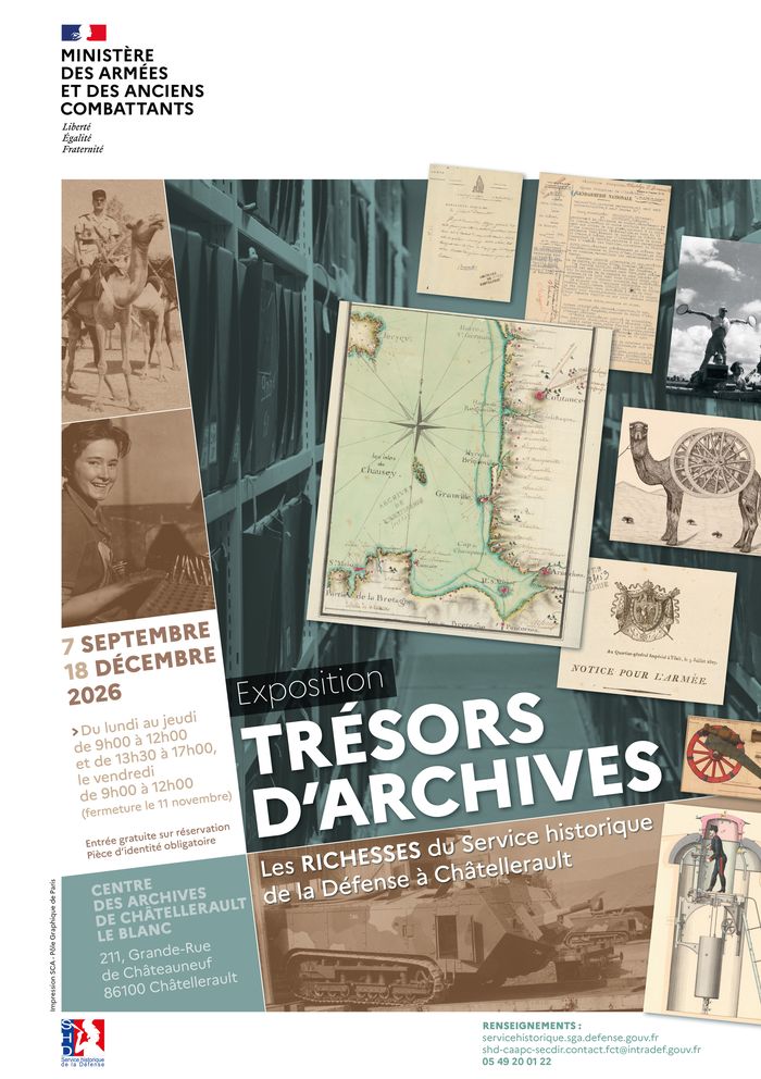 Exposition Trésors d’archives. Les richesses du Service historique de la Défense à Châtellerault Châtellerault