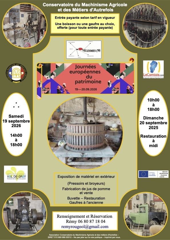 Fabrication de jus de pommes, Conservatoire du Machinisme Agricole et des Métiers d&rsquo;Autrefois, Velesmes-Échevanne