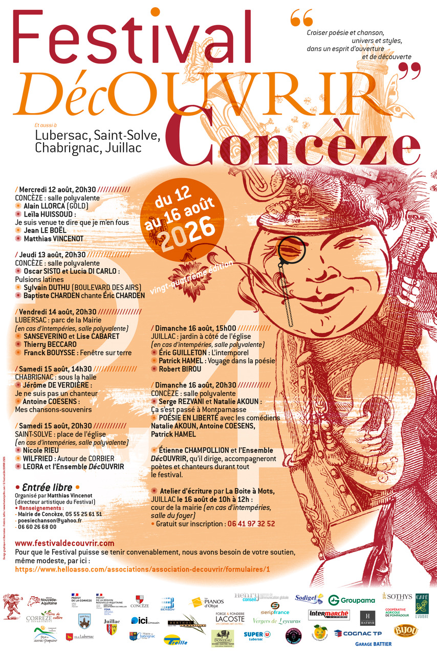 Festival Dec’Ouvrir Serge REZVANI et Nathalie Akoun et Poésie en Liberté Salle polyvalente Concèze