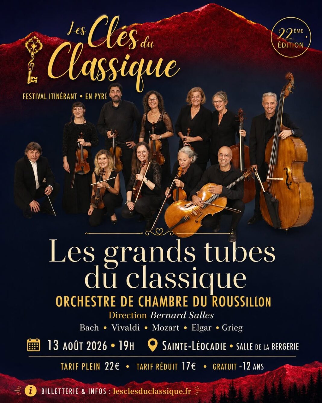 FESTIVAL LES CLES DU CLASSIQUE LES GRANDS TUBES DU CLASSIQUE ORCHESTRE DE CHAMBRE DU ROUSSILLON Sainte-Léocadie