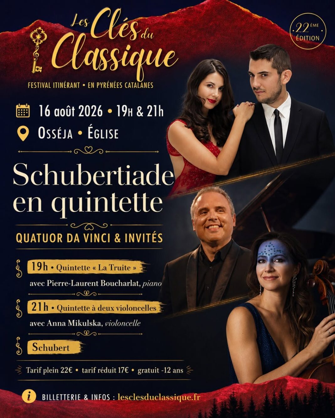 FESTIVAL LES CLES DU CLASSIQUE SHUBERTIADE EN QUINTETTE: QUATUOR DA VINCI & INVITÉS Osséja