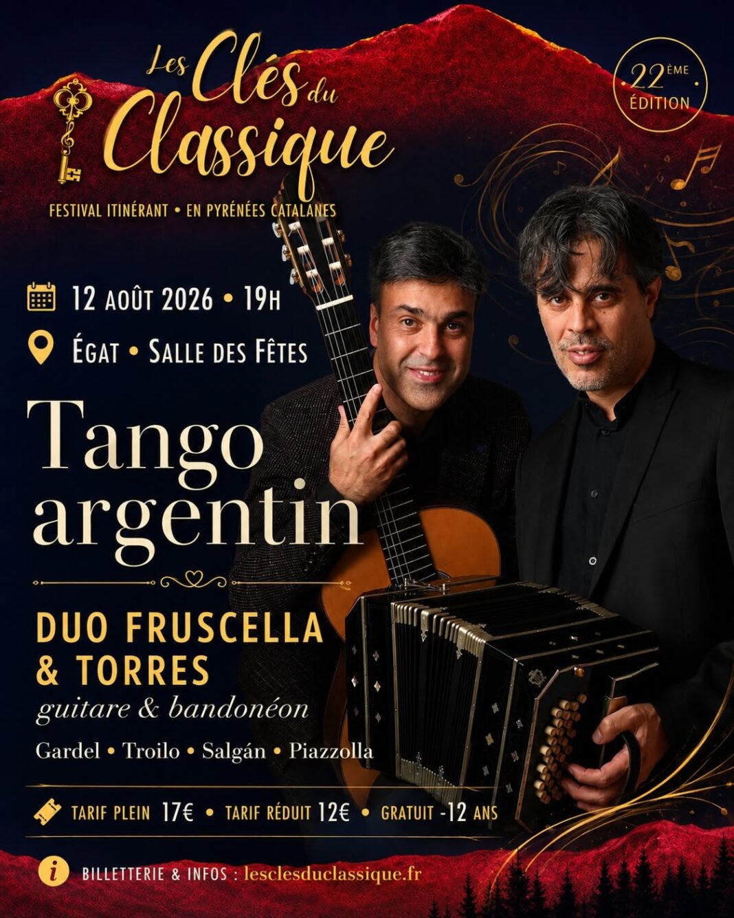 FESTIVAL LES CLES DU CLASSIQUE TANGO ARGENTIN: DUO FRUSCELLA & TORRES Égat