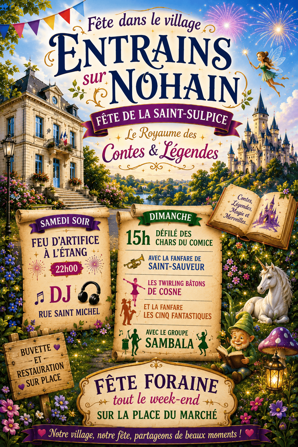 Fête de la Saint Sulpice Le Royaume des Contes & Légendes Place du marché, rue Saint Michel et étang communal Entrains-sur-Nohain