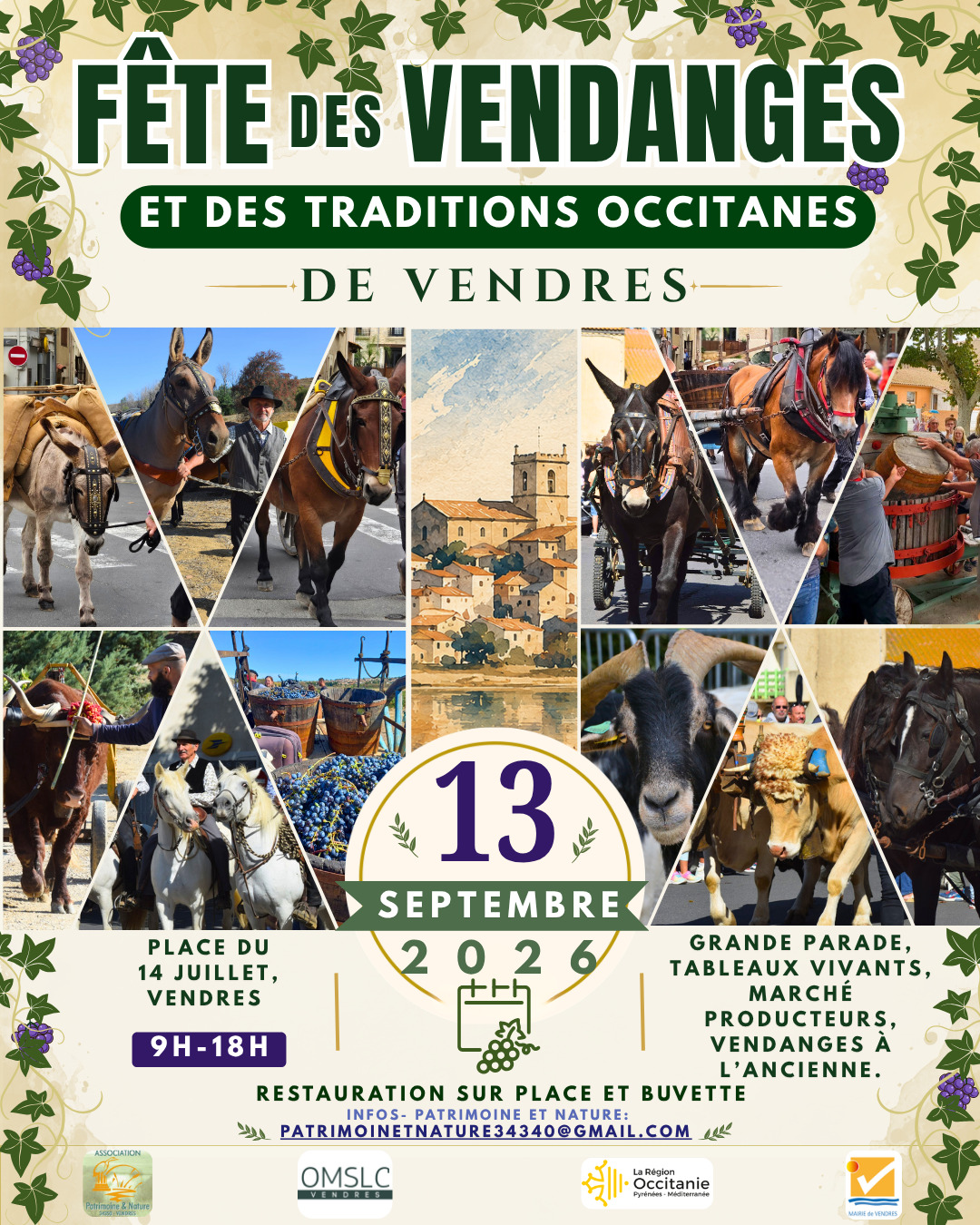 FETE DES VENDANGES ET DES TRADITIONS OCCITANES place du 14 juillet Vendres 2026-09-13