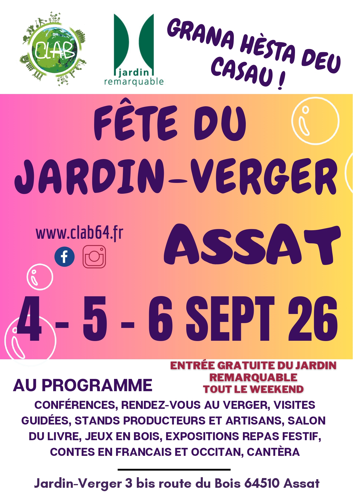 Fête du Jardin-verger Conservatoire 3 bis Route du Bois Assat 2026-09-06