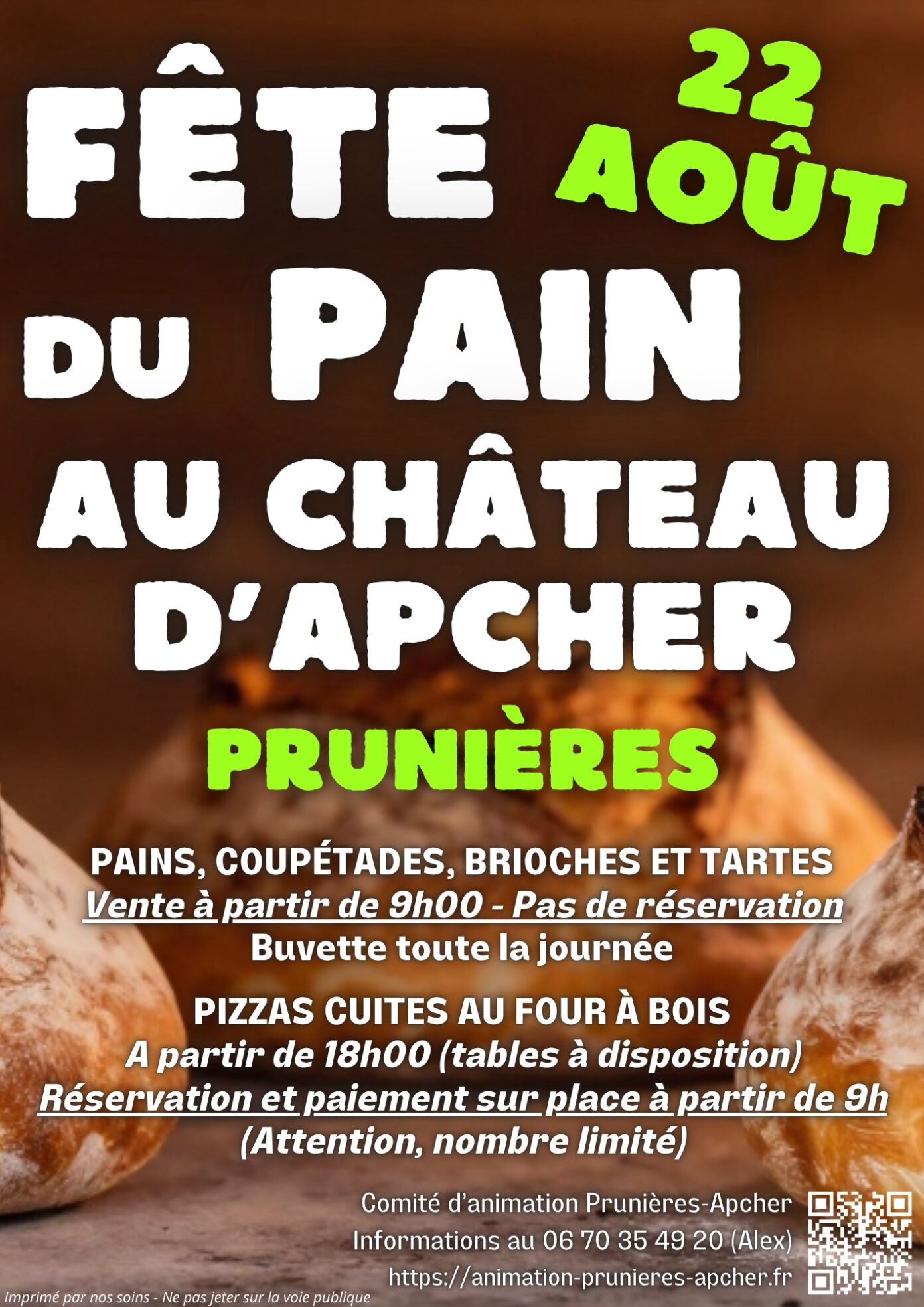 FÊTE DU PAIN AU CHÂTEAU D’APCHER Prunières