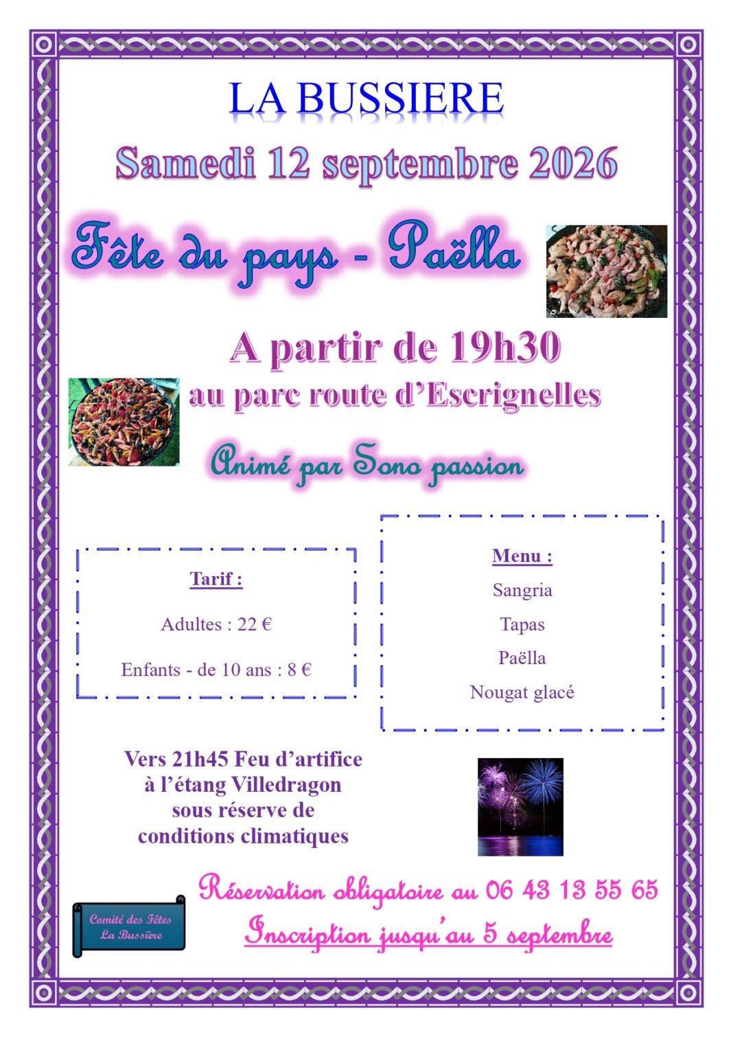 Fête du pays Paëlla La Bussière