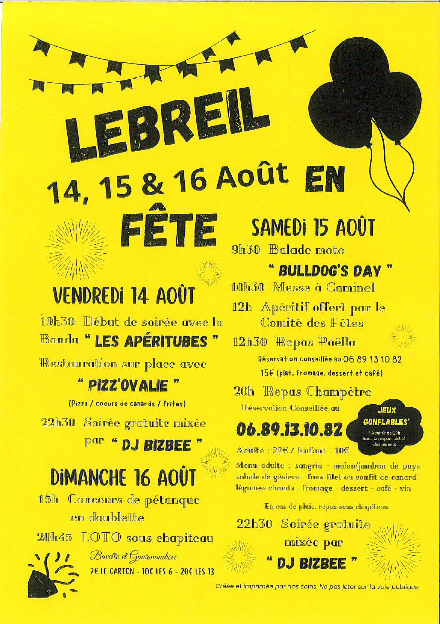 Fête votive à Lebreil Place du village Montcuq-en-Quercy-Blanc