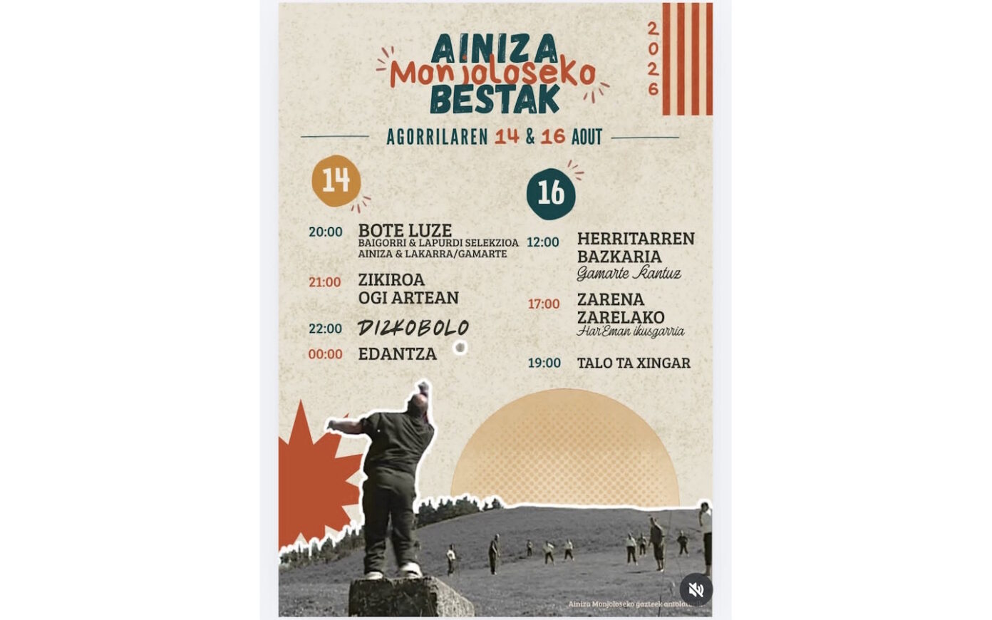 Fêtes de village pelote à bote luze, méchoui entre le pain, concert et bal Ainhice-Mongelos