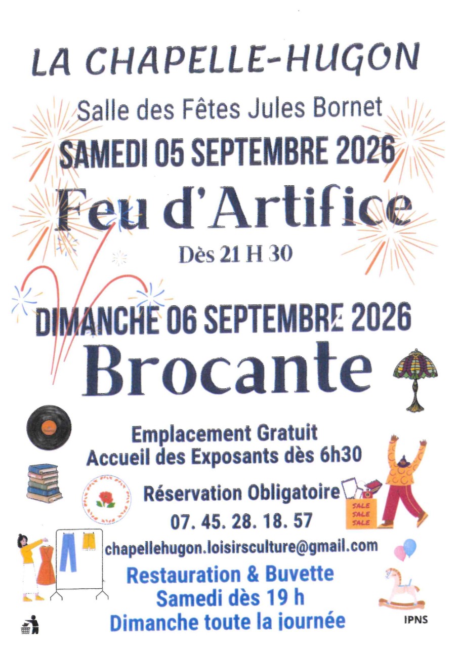 Feu d’artifice et brocante La Chapelle-Hugon