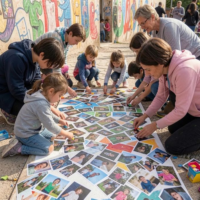 Fresque collective, Médiathèque de Wavrin, Wavrin